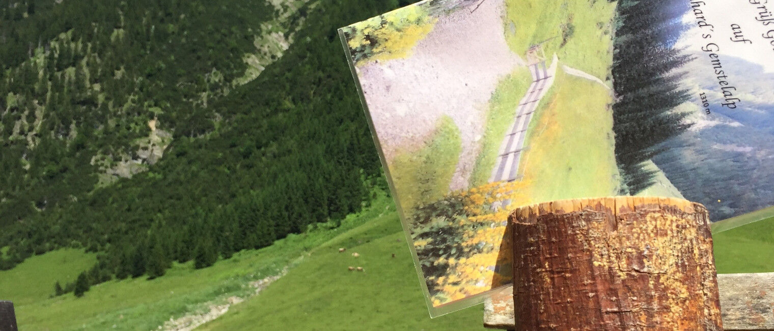 Terrassenaussicht von Bernhard's Gemstelalpe | © Kleinwalsertal Tourismus eGen Terrassenaussicht von Bernhard's Gemstelalpe | © Kleinwalsertal Tourismus eGen
