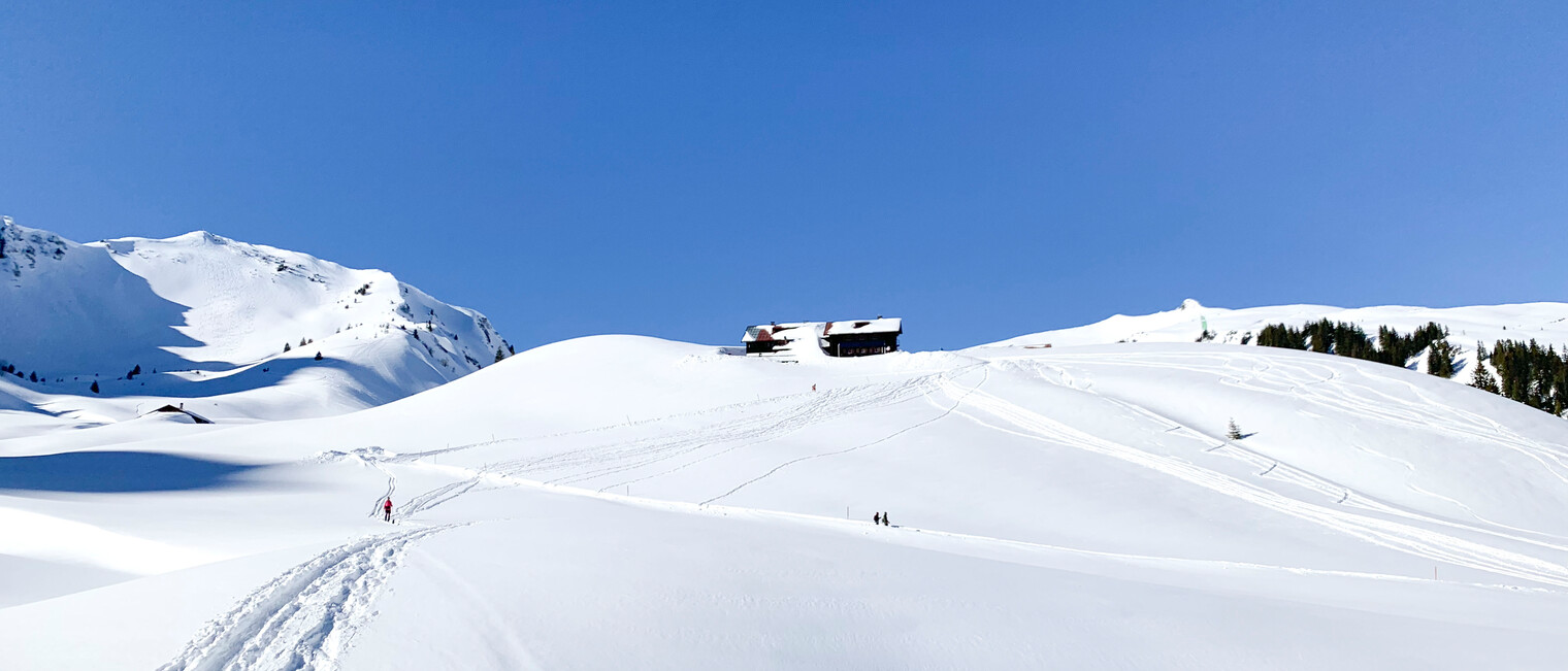 Schneeschuhtour Schwarzwassertal | © Kleinwalsertal Tourismus | Fotograf: Katharina Kleiter Schneeschuhtour Schwarzwassertal | © Kleinwalsertal Tourismus | Fotograf: Katharina Kleiter
