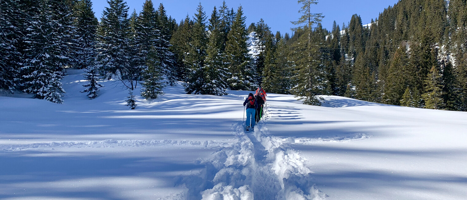 Schneeschuhtour Schwarzwassertal | © Kleinwalsertal Tourismus | Fotograf: Katharina Kleiter Schneeschuhtour Schwarzwassertal | © Kleinwalsertal Tourismus | Fotograf: Katharina Kleiter