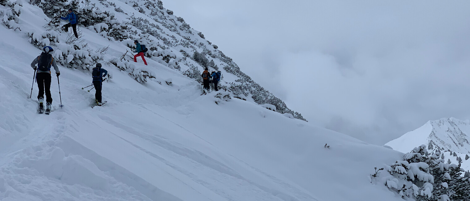 Skitour Bärgunttal Richtung Karlstor | © Kleinwalsertal Tourismus eGen | Fotograf: Katharina Kleiter Skitour Bärgunttal Richtung Karlstor | © Kleinwalsertal Tourismus eGen | Fotograf: Katharina Kleiter